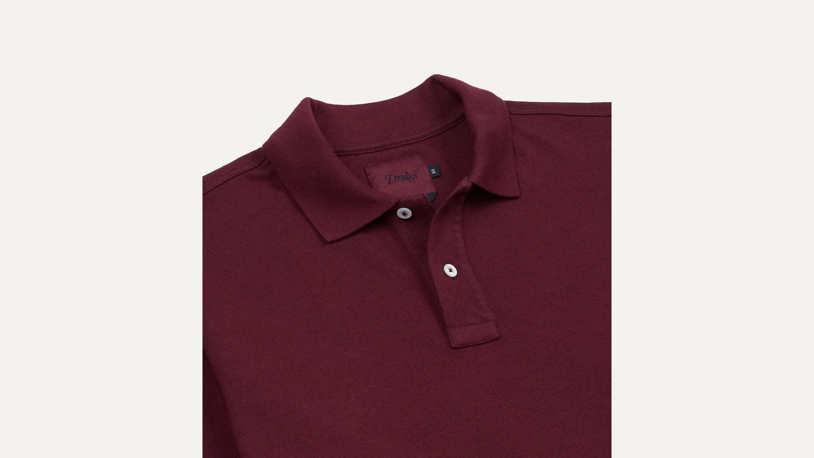 Polo à manches longues en maille piquée bordeaux Drake's