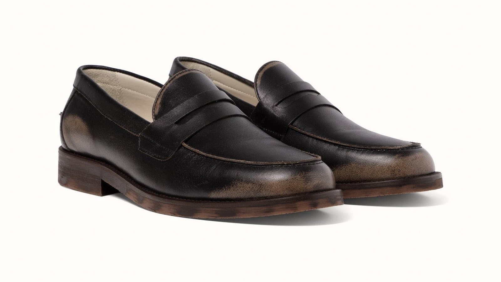 Mocassins Wilde Duke + Dexter en cuir noir vieilli